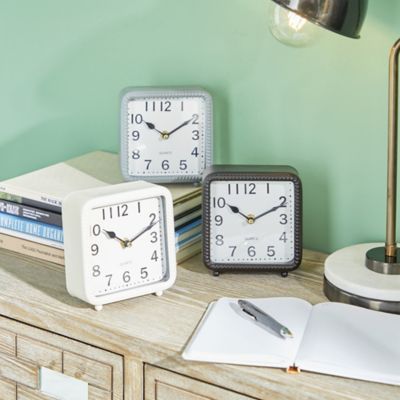 Harper & Willow White Metal Traditional Clocks, 6 in. x 5 in. x 2 in.