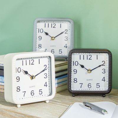 Image showing  White Metal Traditional Clocks, 6 in. x 5 in. x 2 in.