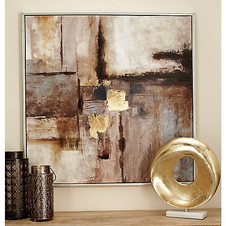 Harper & Willow Brown Contemporary Abstract Canvas Wall Art, 40 in. x 40 in.