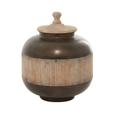 Image showing  Brown Metal Rustic Decorative Jar, 14 in. x 12 in. x 12 in.