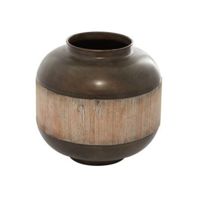 Image showing  Brown Metal Rustic Decorative Jar, 14 in. x 12 in. x 12 in.