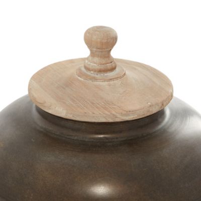 Image showing  Brown Metal Rustic Decorative Jar, 14 in. x 12 in. x 12 in.