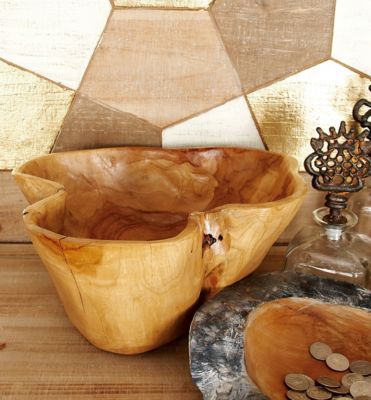 Harper & Willow Brown Wood Natural Decorative Bowl, 6 in. x 14 in. x 12 in.