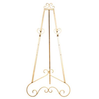 Image showing  Metal Freestanding Adjustable Display Stand Scroll Easel, Chain Support 23 in. x 24 in. x 48 in., Gold