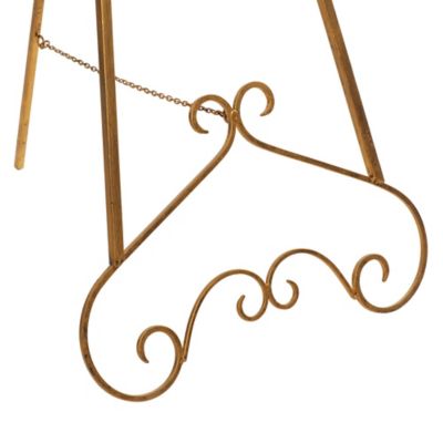 Image showing  Metal Freestanding Adjustable Display Stand Scroll Easel, Chain Support 23 in. x 24 in. x 48 in., Gold