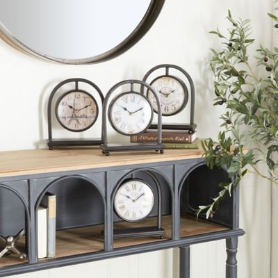 Harper & Willow Black Metal Vintage Clocks, 11 in. x 9 in. x 4 in.