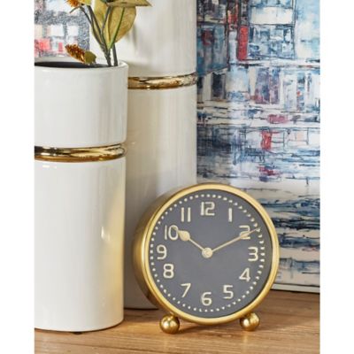 Harper & Willow Multi-Colored Stainless Steel Clock with Black Clock Faces Set of 2 5"W, 6"H