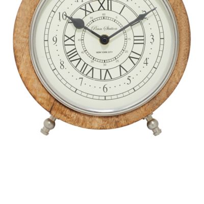 Image showing  Brown Mango Wood and Aluminum Modern Clock, 10 in. x 7 in. x 3 in.