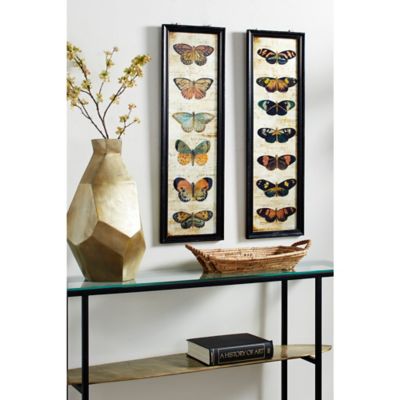 Harper & Willow Multicolor Metal Vintage Butterfly Wall Art, 11 in. x 36 in., 2 pc.