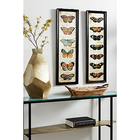 Harper & Willow Multicolor Metal Vintage Butterfly Wall Art, 11 in. x 36 in., 2 pc.
