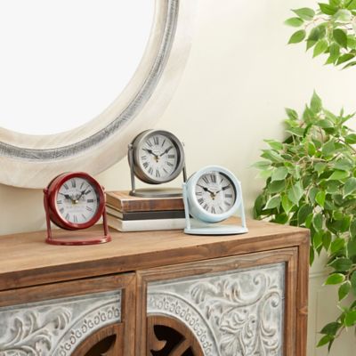 Harper & Willow Multicolor Metal Vintage Clocks, 6 in. x 6 in. x 5 in.