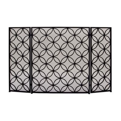 Image showing  30 in. x 48 in. Contemporary Metal Fireplace Screen, Black