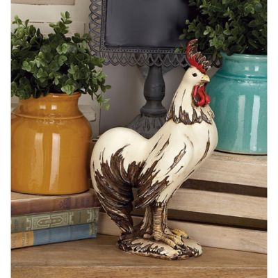 Harper & Willow Polystone Rooster Garden Sculpture, 15 in. x 10 in. x 6 in., White