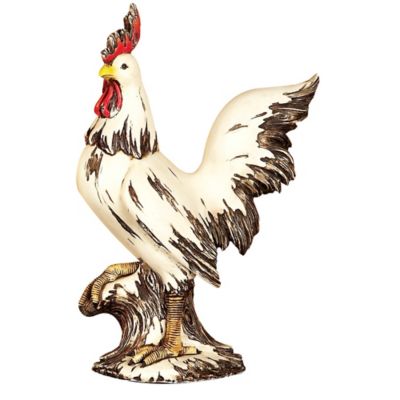 Image showing  Polystone Rooster Garden Sculpture, 15 in. x 10 in. x 6 in., White