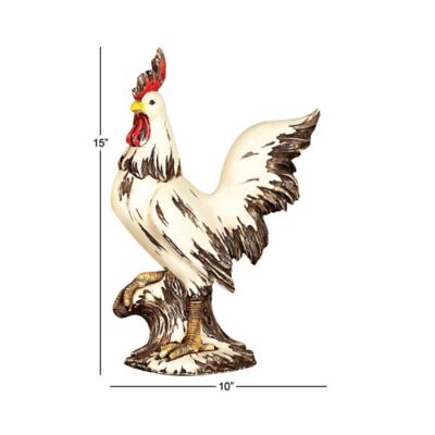 Image showing 7 th Harper & Willow Polystone Rooster Garden Sculpture, 15 in. x 10 in. x 6 in., White