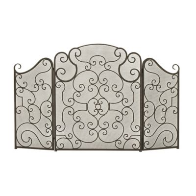 Image showing  35 in. x 52 in. Metal Traditional Fireplace Screen, Black