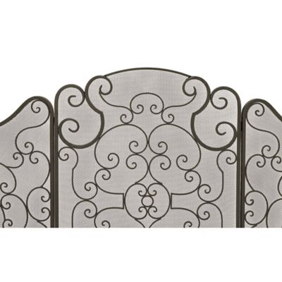 Image showing  35 in. x 52 in. Metal Traditional Fireplace Screen, Black