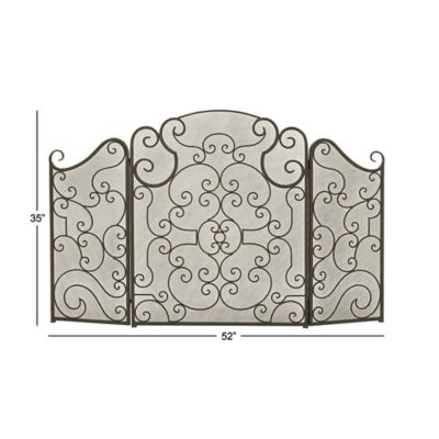 Image showing  35 in. x 52 in. Metal Traditional Fireplace Screen, Black