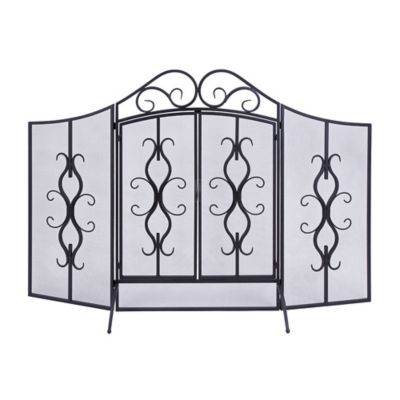 Image showing  Grey Metal Traditional Fireplace Screen, 40 in. x 60 in. x 24 in.