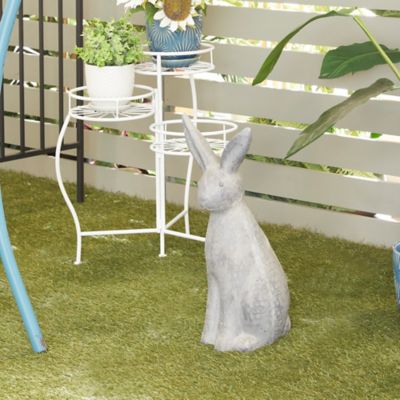 Harper & Willow Grey Polystone Farmhouse Rabbit Garden Sculpture, 20 in ...