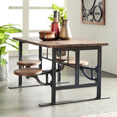 Harper & Willow Rectangular Teak Wood Industrial Dining Table, 31 in. x 51 in. x 35 in., Brown