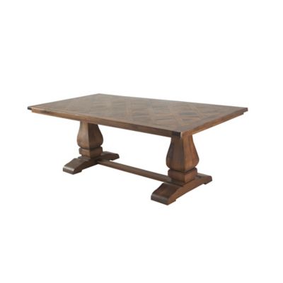 Image showing  Rectangular Mango Wood Rustic Dining Table for 6 People, Brown
