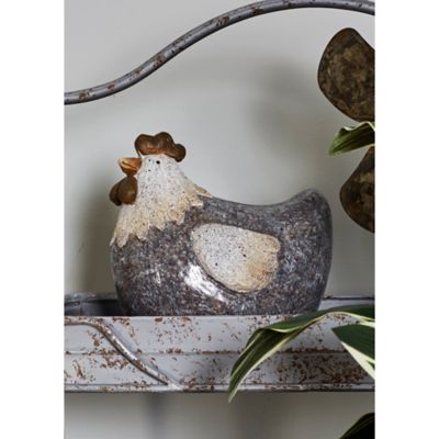Harper & Willow Polystone Country Hen Garden Sculpture, 10 in. x 9 in. x 6 in., Gray