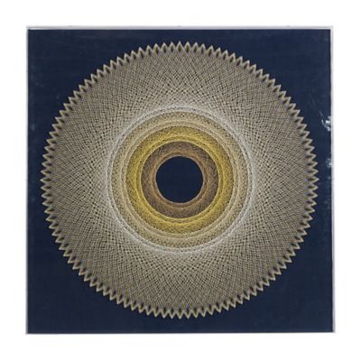 Image showing  Blue Canvas Handmade Circular String Art Geometric Shadow Box with Canvas Backing, 36 in. x 2 in. x 36 in.