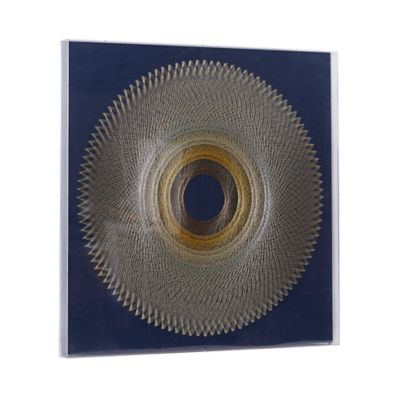 Image showing  Blue Canvas Handmade Circular String Art Geometric Shadow Box with Canvas Backing, 36 in. x 2 in. x 36 in.