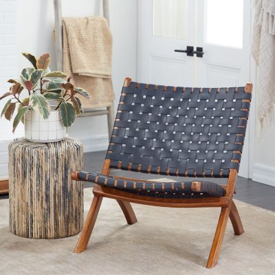 Harper & Willow Black Wood Contemporary Folding Chair