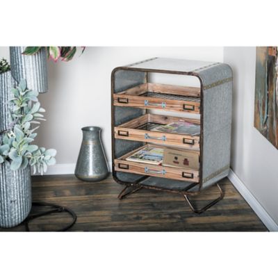 Harper & Willow 3-Drawer Industrial Metal Chest, 26 in. x 20 in. x 14 in., Brown