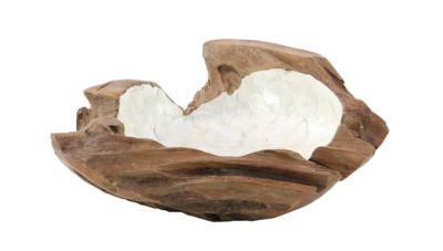 Image showing  Natural Brown Wood and Shell Natural Decorative Bowl, 16 in. x 5 in. x 16 in.