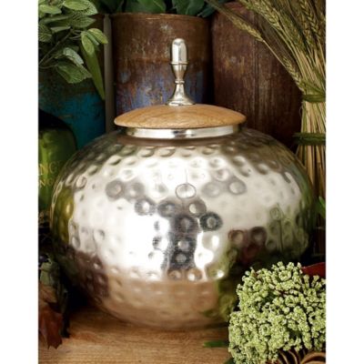 Harper & Willow 12 in. x 11 in. Silver Iron Contemporary Decorative Jar