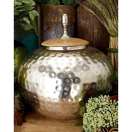 Harper & Willow Silver Iron Contemporary Decorative Jar, 12 in. x 11 in. x 11 in.