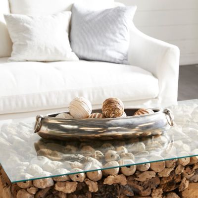 Harper & Willow Aluminum Contemporary Elongated Bowl, 4 in. x 24 in. x 9 in., Silver