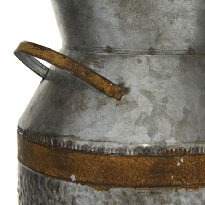 Image showing  14 in. Gray Metal Milk Can Decorative Jar