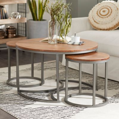 Harper & Willow Brown Metal Contemporary Coffee Tables, 19 in., 17 in., 17 in., 3 pc.