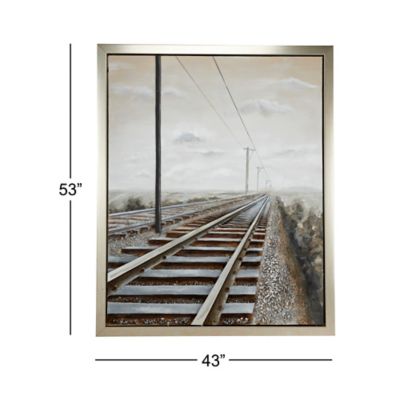 Image showing 7 th Harper & Willow Grey Industrial Railroad Canvas Wall Art, 53 in. x 44 in.
