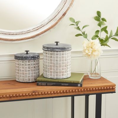 Harper & Willow Brown Metal Farmhouse Decorative Jars, 9 in., 8 in., 2 pc.