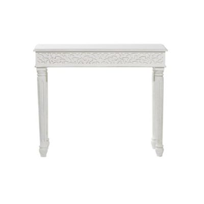Image showing  Wood Intricately Carved Scroll Console Table, 36 in. x 12 in. x 30 in., White