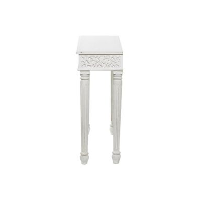 Image showing  Wood Intricately Carved Scroll Console Table, 36 in. x 12 in. x 30 in., White