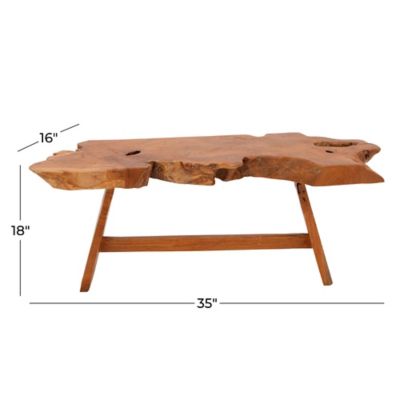 Image showing  Brown Teak Contemporary Coffee Table, 18 in. x 35 in. x 16 in.