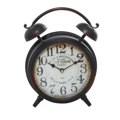 Image showing  Metal Clock with Bell Style Top 10 in. x 4 in. x 13 in., Black
