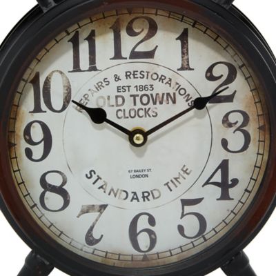 Image showing  Metal Clock with Bell Style Top 10 in. x 4 in. x 13 in., Black