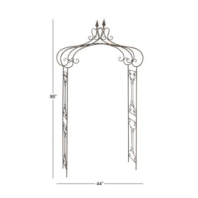 Image showing 6 th Harper & Willow 95 in. x 44 in. x 15 in. Iron Traditional Garden Arbor, Black