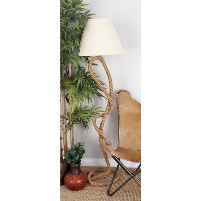 Harper & Willow Brown Dried Plant Twisted Rope Floor Lamp 18