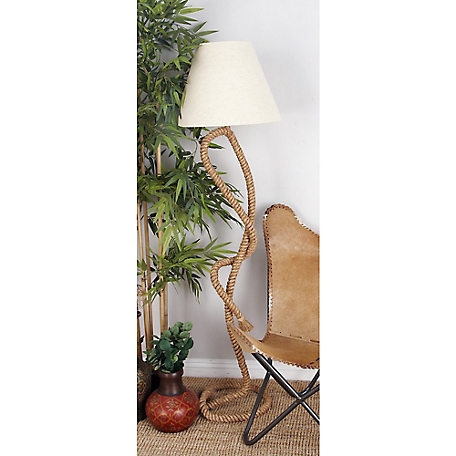 Harper & Willow Brown Dried Plant Twisted Rope Floor Lamp 18" x 18" x 63"