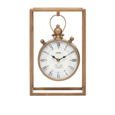 Image showing  Metal Vintage Clock, 13 in. x 9 in. x 4 in., Bronze