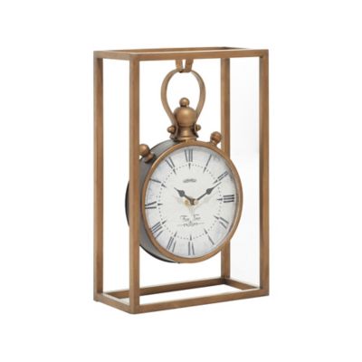 Image showing  Metal Vintage Clock, 13 in. x 9 in. x 4 in., Bronze