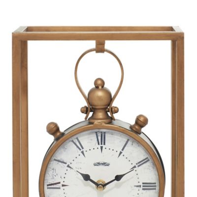 Image showing  Metal Vintage Clock, 13 in. x 9 in. x 4 in., Bronze
